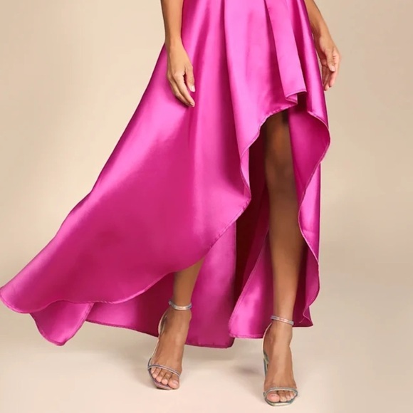 Lulus Broadway Show Magenta Taffeta High-Low Gown Sz. XL - NWT - Picture 7 of 14